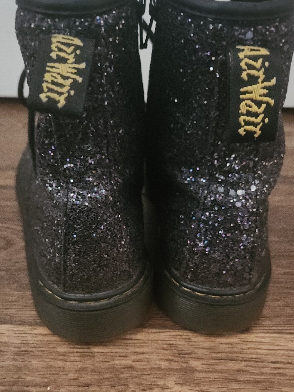 Dr. Martens Black Glitter Lace-Up Combat Boots - Picture 4 of 7